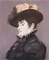 Portrait of Jeanne Martin in hat adorned with rose by Manet (1881)