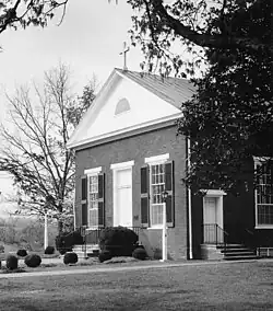 A vintage, black and white photograph of Saint Stephens Episcopal Church located in Bedford County, Virginia.