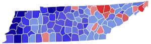 Map showing the county results of the 1926 Tennessee gubernatorial election