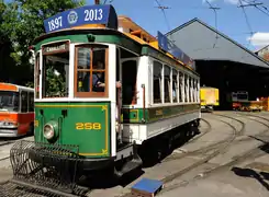 A 1927 tram at the Polvorín workshop