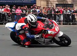Superstock TT – Michael Dunlop (6) Honda Parliament Square, Ramsey 3 June 2013.