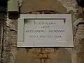 Commemorating plaque for Alessandro Manzoni, who lived here in 1803–1804.