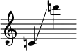 {
\override SpacingSpanner.strict-note-spacing = ##t
\set Score.proportionalNotationDuration = #(ly:make-moment 1/8)
\clef treble \omit Score.TimeSignature
\relative c'{c!4 \glissando d''!}
}
