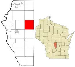 Location in Adams County and the state of Wisconsin.