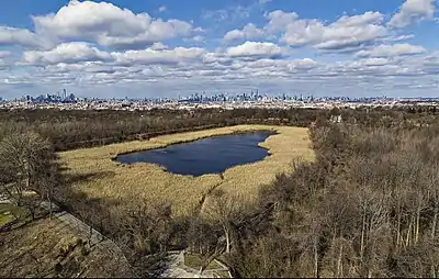 Aerial photograph of the Ridgewood Reservoir