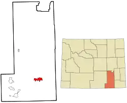 Location in Albany County and the state of Wyoming.