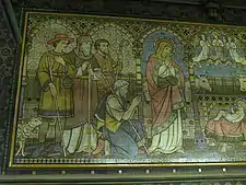 The Nativity Scene in the tiled frieze