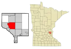 Location of the city of Andoverwithin Anoka County, Minnesota