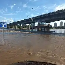 A river overflowing its banks