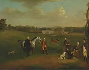 Leak Okeover, Rev. John Allen and Captain Chester at Okeover Hall, Staffordshire  (1747)
