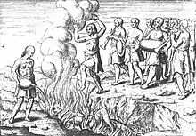 Description of the Balinese rite of self-sacrifice or Suttee, in Houtman's 1597 Verhael vande Reyse ... Naer Oost Indien.