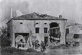 Barber shop and first aid station of the Red Cross at Essey