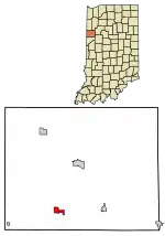 Location of Boswell in Benton County, Indiana.