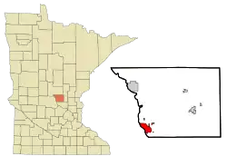 Location of Sauk Rapidswithin Benton County and state of Minnesota