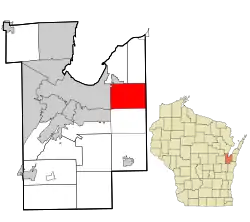 Location in Brown County and the state of Wisconsin.