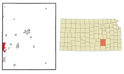 Location within Butler County and Kansas