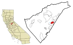 Location in Calaveras County and the state of California