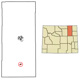 Location of Wright in Campbell County, Wyoming.
