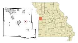 Location of East Lynne, Missouri