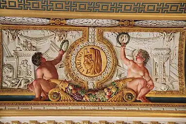 Neoclassical festoon on the ceiling of room 642 of the Louvre Palace, unknown painter, c.1840