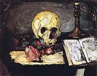 Still Life with Skull, Candle and Book, 1865–1867, Kunsthaus Zurich, Switzerland. An earlier painting, more consistent with the traditional theme of vanitas.