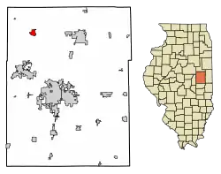 Location of Fisher in Champaign County, Illinois.