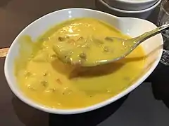 Cheeseburger soup at a restaurant