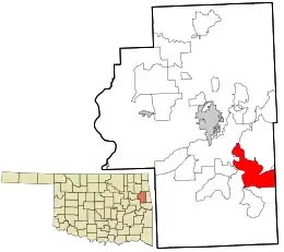 Location within Cherokee County and the state of Oklahoma