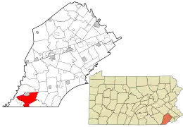 Location of East Nottingham in Chester County and Pennsylvania