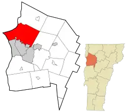 Location in Chittenden County and the state of Vermont