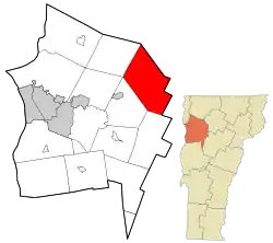 Location in Chittenden County and the state of Vermont.