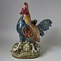Cockerel (Rooster), 14.6 ins., coloured glazes, c. 1880.