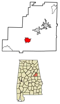 Location of Millerville in Clay County, Alabama.