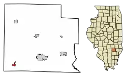 Location of Xenia in Clay County, Illinois.