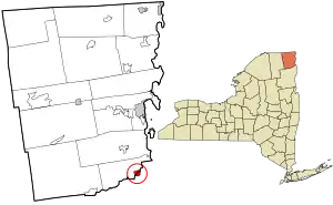 Location in Clinton County and the state of New York.