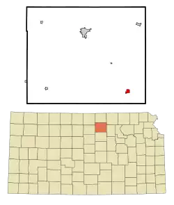 Location within Cloud County and Kansas