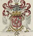 Polish–Lithuanian coat of arms under John III Sobieski. Janina coat of arms is placed in the escutcheon point.
