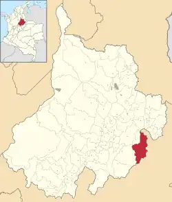 Location of the municipality and town of Onzaga in the Santander Department of Colombia.