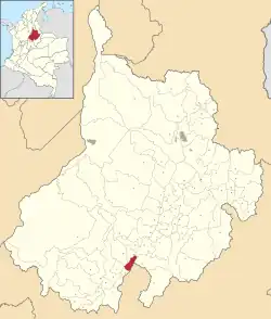 Location of the municipality and town of San Benito, Santander in the Santander Department of Colombia.