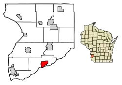 Location of Wauzeka in Crawford County, Wisconsin.