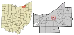Location in Cuyahoga County and the state of Ohio