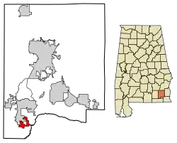 Location of Clayhatchee in Dale County, Alabama.