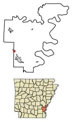 Location of Reed in Desha County, Arkansas.