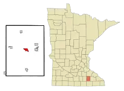 Location of Dodge Centerwithin Dodge County and state of Minnesota