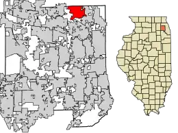 Location of Itasca in DuPage County, Illinois.