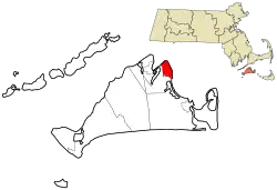 Location in Dukes County in Massachusetts