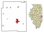 Location of Paris in Edgar County, Illinois.