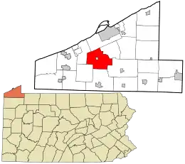 Location in Erie County and the state of Pennsylvania.