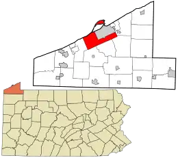Location in Erie County and the state of Pennsylvania