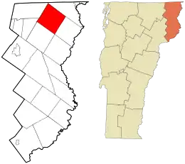 Location in Essex County and the state of Vermont.